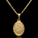 Cadena Piastrina de 2mm con Colgante de Nuestra Señora del Carmen Baño de Oro 18k
