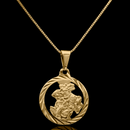 Conjunto San Jorge - Persiana veneciana de 1 mm con colgante detallado de San Jorge bañado en oro de 18 k