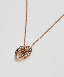 MAGASIN DE MODE Chou Chou Necklace Nickel-Free Double Heart metal Stone Petit Necklace OSWY