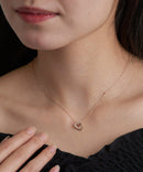 MAGASIN DE MODE Chou Chou Necklace Nickel-Free Double Heart metal Stone Petit Necklace OSWY