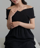 MAGASIN DE MODE Chou Chou Necklace Nickel-Free Double Heart metal Stone Petit Necklace OSWY