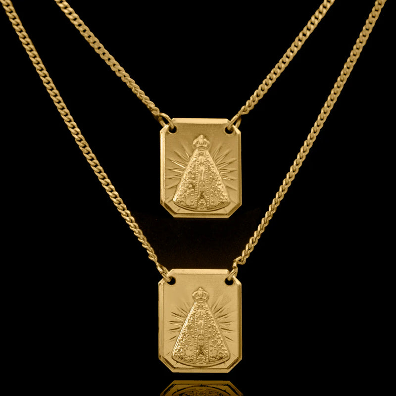 Escapulário Nossa Senhora Aparecida Banhado a Ouro 18k