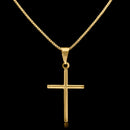 Conjunto Minimalista - Persiana Veneciana de 1 mm con Colgante de Cruz Lisa Bañado en Oro de 18k