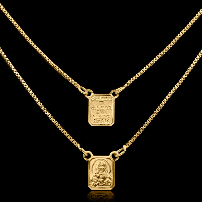 Escapulário Jesus Banhado a Ouro 18k