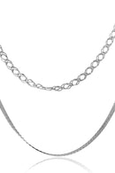 Colar Duplo com Correntes Grossas Banhado em Ródio Branco