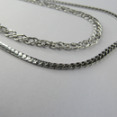 Colar Duplo com Correntes Grossas Banhado em Ródio Branco