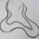 Colar Duplo com Correntes Grossas Banhado em Ródio Branco