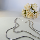 Colar Duplo com Correntes Grossas Banhado em Ródio Branco