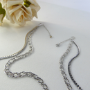 Colar Duplo com Correntes Grossas Banhado em Ródio Branco