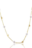 Colar com Pérolas de Coração Banhado em Ouro 18k