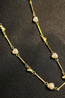 Colar com Pérolas de Coração Banhado em Ouro 18k