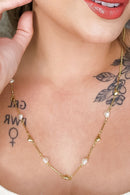 Colar com Pérolas de Coração Banhado em Ouro 18k