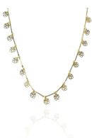 Colar com Corrente com Mini Flores Banhado em Ouro 18k