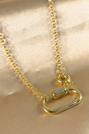 Colar Corrente de Elo Largo com Fecho Boia e Mosquetão Banhado em Ouro 18k