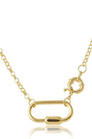 Colar Corrente de Elo Largo com Fecho Boia e Mosquetão Banhado em Ouro 18k