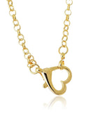 Colar com Corrente Dourada e Fecho de Coração Banhado em Ouro 18k