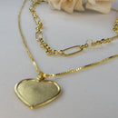 Colar Duplo com Coração Banhado em Ouro 18k