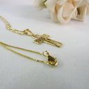 Colar com Pingente de Cruz e Face de Jesus Banhado em Ouro 18k