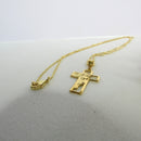 Colar com Pingente de Cruz e Face de Jesus Banhado em Ouro 18k