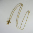 Colar com Pingente de Cruz e Face de Jesus Banhado em Ouro 18k