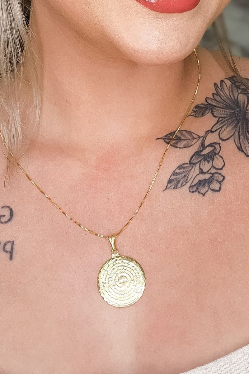 Colar Medalha Pai Nosso Banhado em Ouro 18k