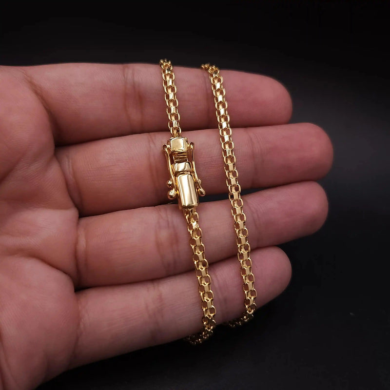 Corrente Cadeado Duplo 3,5mm Banhado a Ouro 18k