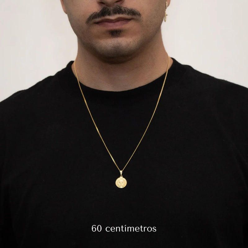 Corrente Grumet 1,5mm com Pingente São Bento Banhado a Ouro 18k