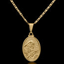 Cadena Piastrina de 2 mm con Colgante Santa Rita Baño de Oro de 18k