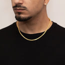 Cadena de candado doble de 3,5 mm chapada en oro de 18 quilates