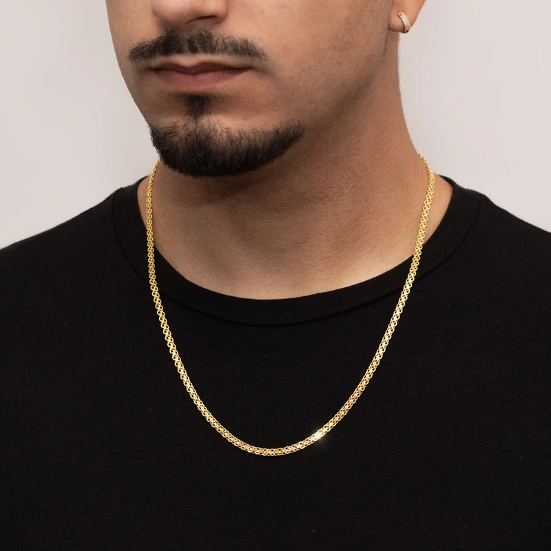 Corrente Cadeado Duplo 3,5mm Banhado a Ouro 18k