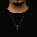 Cadena veneciana con colgante de cruz de Jesucristo bañada en oro de 18 quilates