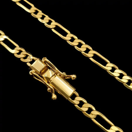 Corrente 3x1 Fígaro 4mm Banhado a Ouro 18k