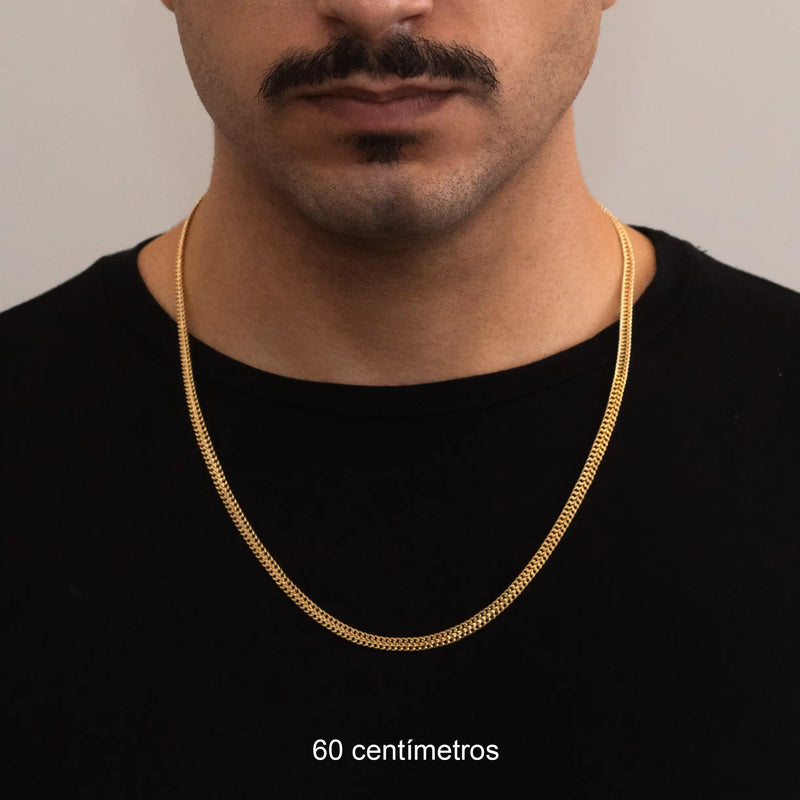 Corrente Lacraia de 4,5mm Banhado a Ouro 18k
