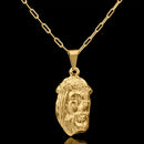 Cadena larga Cartier de 2 mm con colgante de Jesucristo bañada en oro de 18 quilates