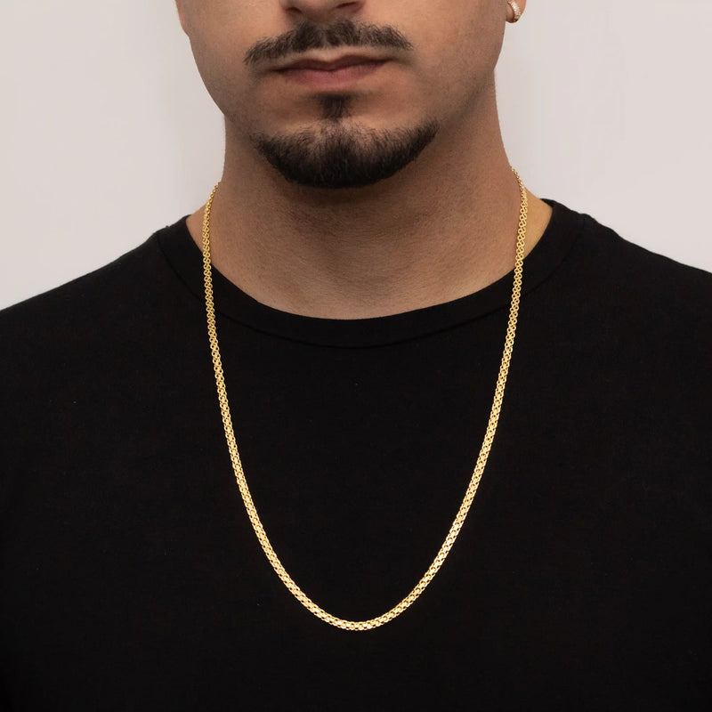 Corrente Cadeado Duplo 3,5mm Banhado a Ouro 18k