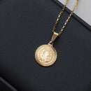 Cadena de ladrillo de 1 mm con colgante de San Benito II, bañada en oro de 18 k