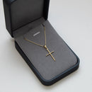 Conjunto Minimalista - Persiana Veneciana de 1 mm con Colgante de Cruz Lisa Bañado en Oro de 18k