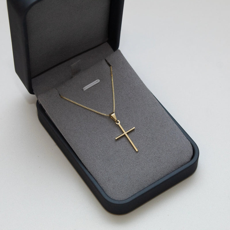 Conjunto Minimalista - Veneziana 1mm com pingente Cruz Lisa Banhado a Ouro 18k
