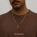 Cadena Grumet de 2,5 mm con colgante de cruz y Cristo bañado en oro de 18 k