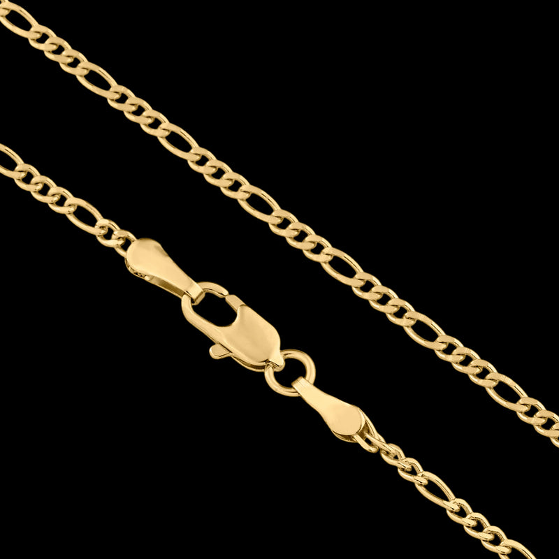 Corrente Fígaro 3x1 2mm Banhado a Ouro 18k