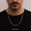 Cadena Figaro de 3 mm bañada en oro de 18 k