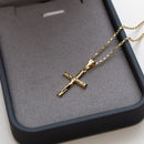 Cadena de ladrillo de 1 mm con cruz y colgante de Jesús bañada en oro de 18 quilates