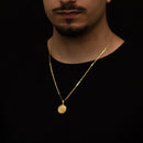 Cadena marinera de 2 mm con colgante de medalla de San Benito, bañada en oro de 18 k