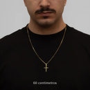 Conjunto Minimalista - Persiana Veneciana de 1 mm con Colgante de Cruz Lisa Bañado en Oro de 18k