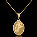 Colgante de Ángel Gabriel con cadena veneciana de 1 mm, chapado en oro de 18 quilates