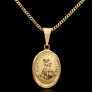 Cadena Grumet de 1,5 mm con colgante de Nuestra Señora de Nazaret bañado en oro de 18 k