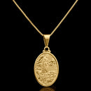 Cadena veneciana con colgante de Nuestra Señora de Fátima bañado en oro de 18 quilates