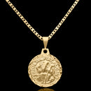 Cadena Piastrina de 2mm con colgante de San Benito de 20mm Baño de Oro de 18k