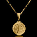 Cadena de ladrillo de 1 mm con colgante de San Benito II, bañada en oro de 18 k