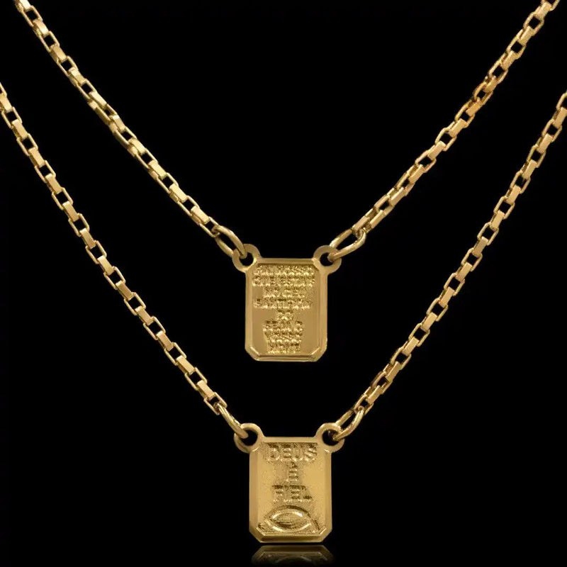Escapulário Deus é Fiel 70cm Banhado a Ouro 18k